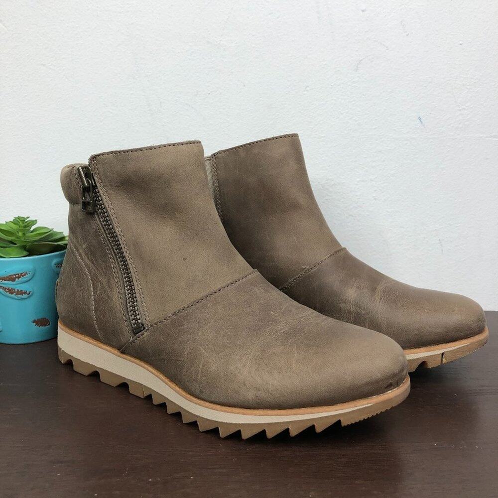 Sorel Harlow Zip Waterproof Leather Ankle Boots Women's Size 6.5